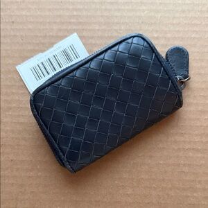 Bottega Veneta Black Woven Leather Wallet